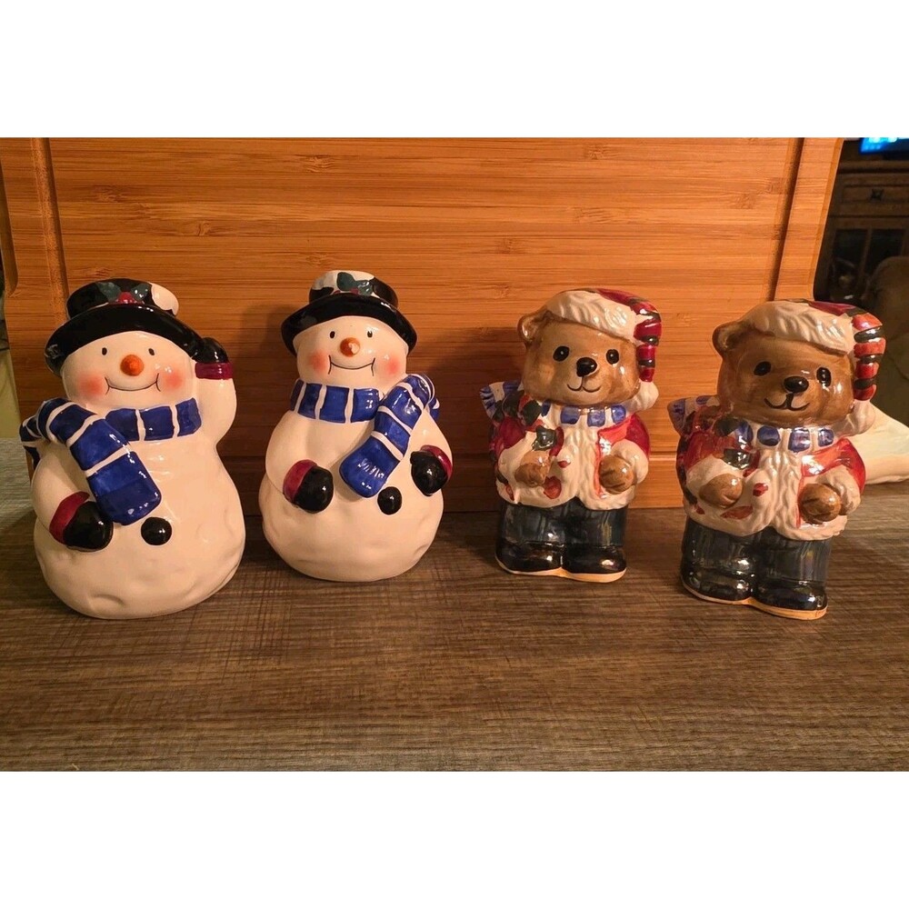 Christmas Salt & Pepper Shakers Snowmen and Bears
